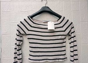 New with tag Pinterest Chic Striped Off-Shoulder C