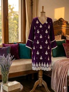 Elegant Purple Velvet Kurta