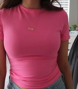 Pink H&amp;M Fitted Solid Tee