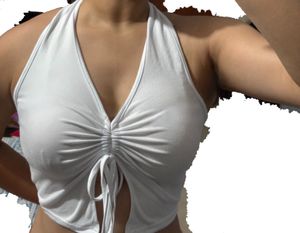 White Rutched Halter Top