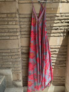 KanhaE Long Bohemian Silk Dress With Open Back
