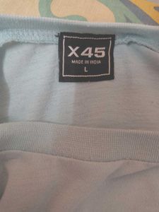 MEN Solid Round Neck Light Blue T-Shirt