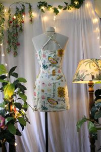 Tropical Print Halter Dress