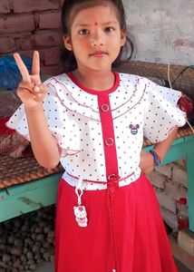 3years Kids Dress White With Blue Wit Good Quality