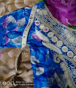 Mirror &amp; Moti Work straight  Kurti
