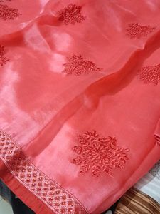 organza pink saree