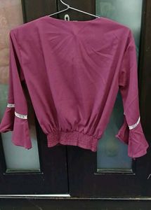 Burgundy Floral Embroidered Top