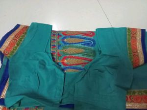 Crepe Cyan Colour Saree