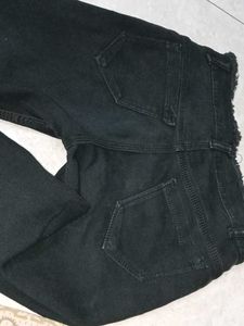 Black Frayed Hem Jeans