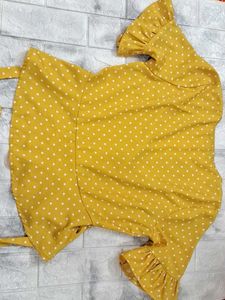 Cute Mustard Polka Dot Top
