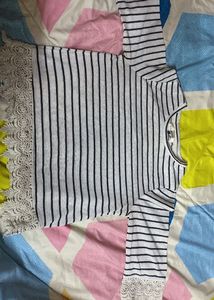 Striped Lace Trim Top