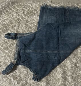 Distressed Denim Overall Dress