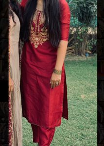 Red Kurta Pant Pair