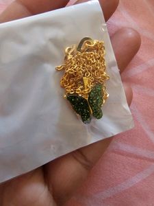 Green Butterfly Pendant With Chain
