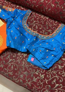 Fancy Silk Saree With zardosi Work Blouse