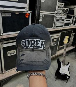 "SUPER" Distressed Cap