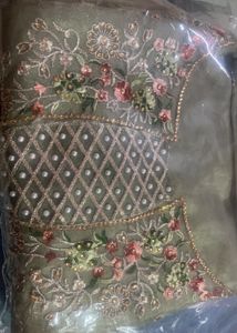 Beautiful Pakistani Organza Suit With Beautiful Embroidery Bottom Emboidry Patch Added Sleeve Look Beautiful Unstich Brand New Suit