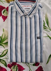 Used White With Blue Formal Shirt