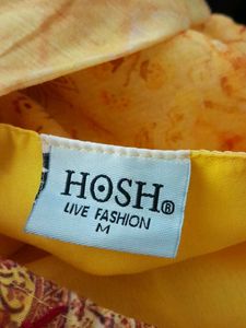 Yellow Printed Layered For Girl&#39;s