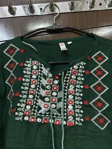 Embroidered Green Top