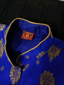 Boys&#39; Blue &amp; Gold Sherwani Set