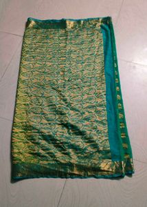Shinning Sea Green Pure Gadwal Saree