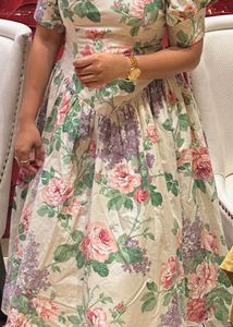 Floral Puff Sleeve Midi Dress