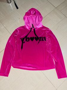 Hot Pink Velvet Y2K Hoodie