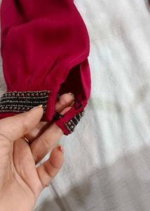 Elegant Magenta Cold Shoulder Top