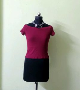 Combo white Embroidered Skirt and Wine Top