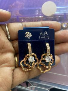 Floral Gold Tone Drop Earrings