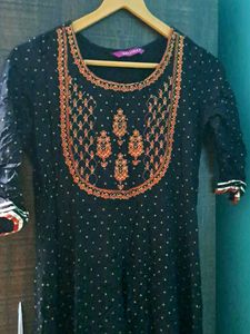 Embroidered Black Maxi Dress