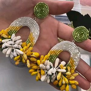 Statement Beaded Floral Earrings
