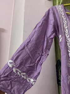 Lavendar Chikankari Kurta- Premium