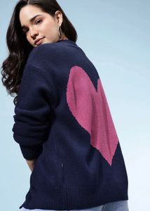 Heart Pattern Knit Cardigan