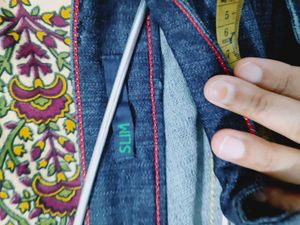 Distressed Denim Capri Pants
