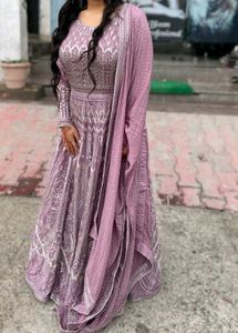 Pink Shade Gown With Leggings And Dupatta