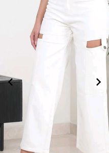 White Cutout Wide Leg Pants