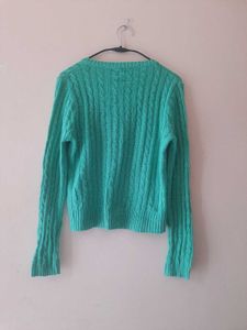 Teal Cable Knit Cardigan