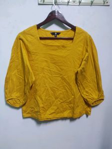Fig Mustard Yellow Stylish Neck Top Women