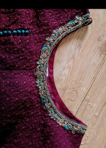 Maroon Gown With Net Dupatta