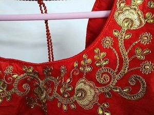 Red Heavy Embroidered Blouse