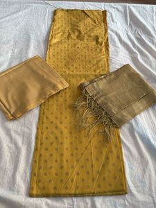 Premium banarasi mustard and golden suit set