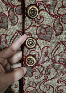 Maroon Velvet Sleeve Sherwani