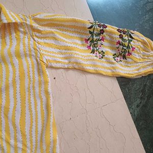 Embroidered top n Paper Bag Pants Party Dress