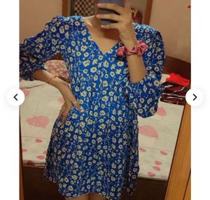 Blue Floral Mini Dress