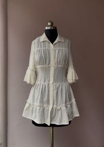 White Ruffle Detail dress