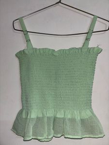 Green Ruffle Top
