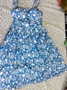 Totally New Blue White Paded Frock