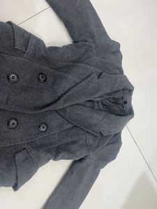 Grey Thigh Length Coat